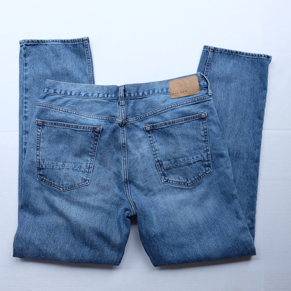 Pacsun Slim Fit Midwash Whiskered Faded Casual Jeans Denim Pants EUC 34x32 - Picture 2 of 7